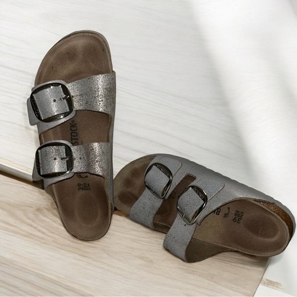 Birkenstock Metallic Gray Sandals - Picture 1 of 9